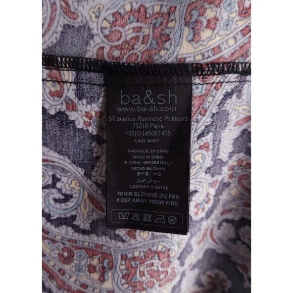 ba&sh Pietro Paisley-print Woven Shirt Size 3 US 10 Blue Multi - Picture 10 of 13